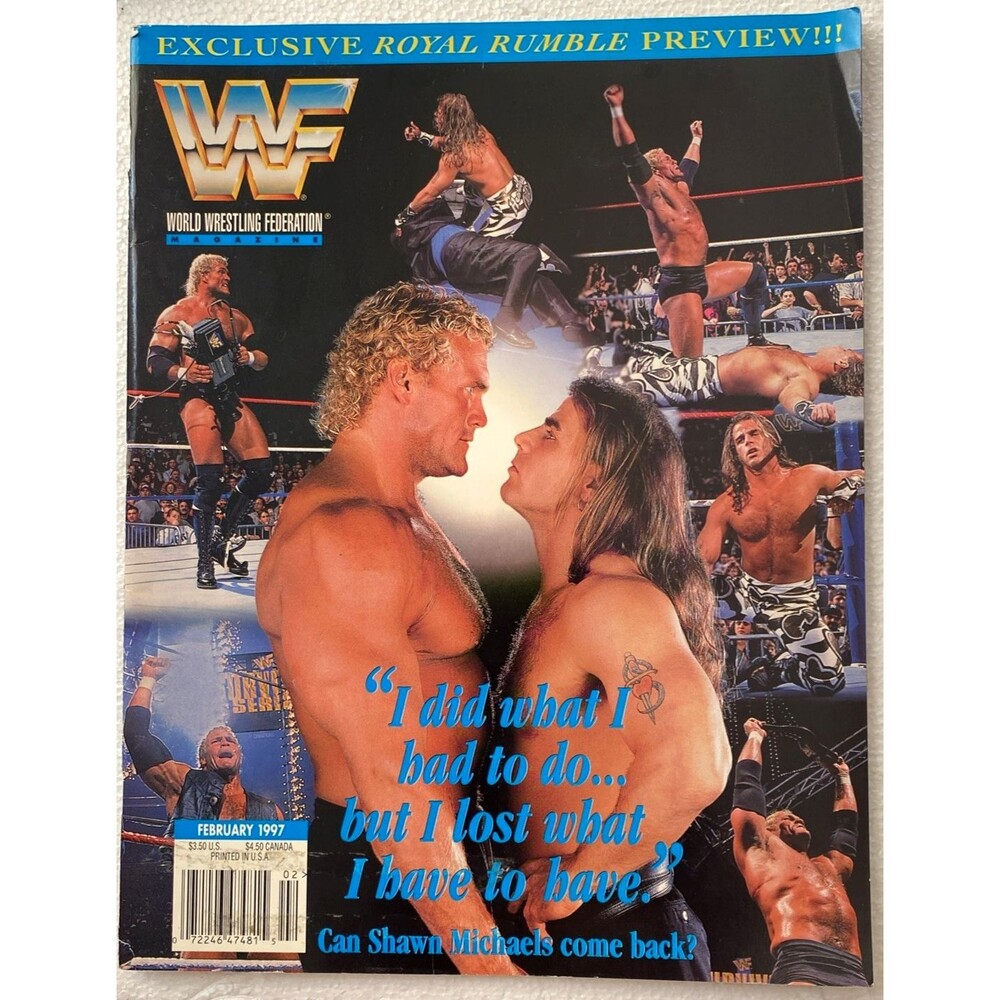 Vintage WWF Magazine Feb 1997 Shawn Michaels Cover Stone Cold Austin Cards Inser